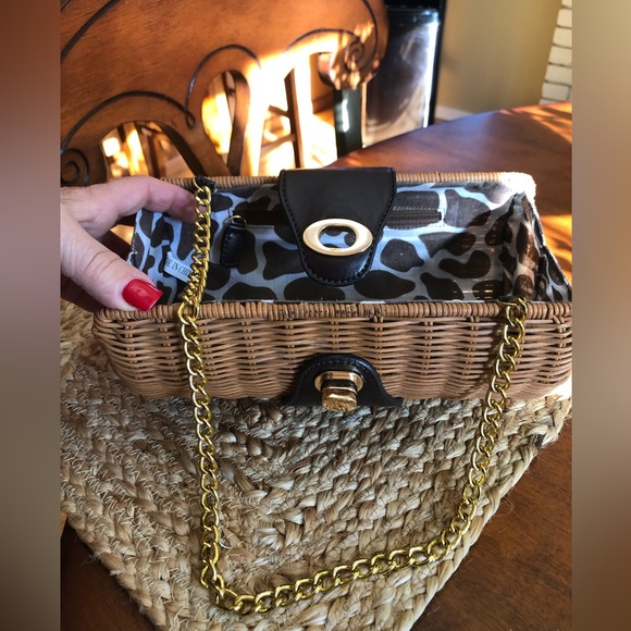 Brown Leather and Straw Clutch/Handbag - Picture 4 of 12